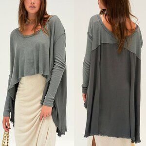 FREE PEOPLE WE THE FREE TT Special Tee in Pine Green Waffle Boho Oversized